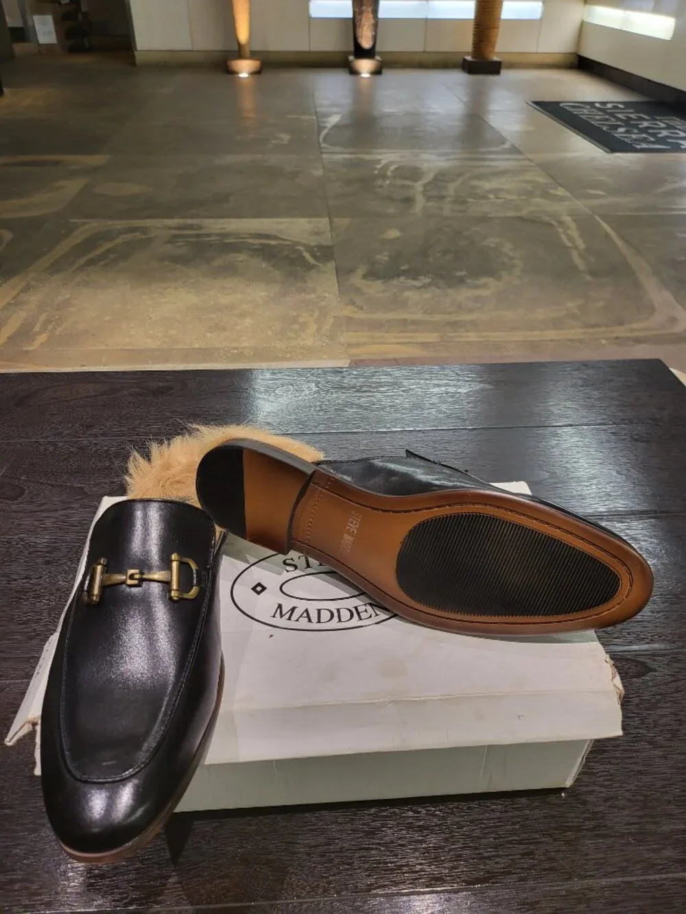 Steve Madden Men Dress Faux Fur No Back Shoes